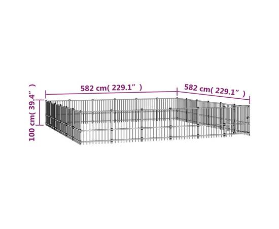 Padoc pentru câini de exterior, 33,87 m², oțel, 6 image