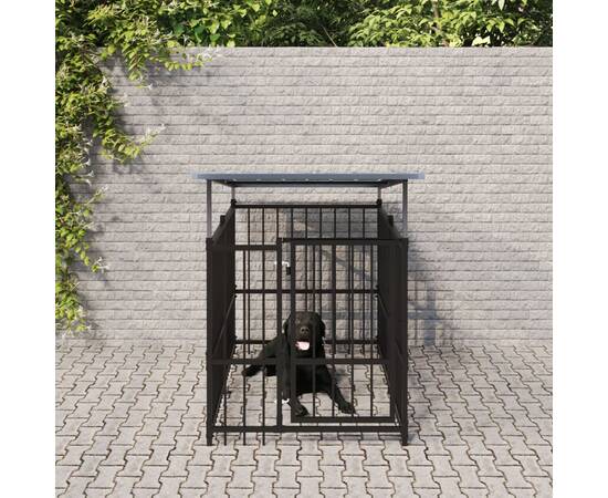Padoc pentru câini de exterior cu acoperiș, 1,88 m², oțel