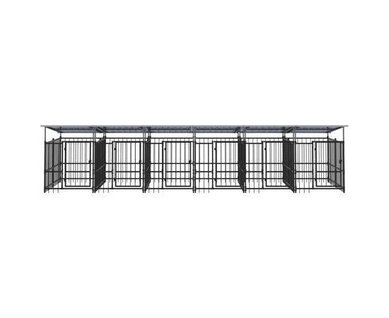 Padoc pentru câini de exterior cu acoperiș, 11,26 m², oțel, 3 image