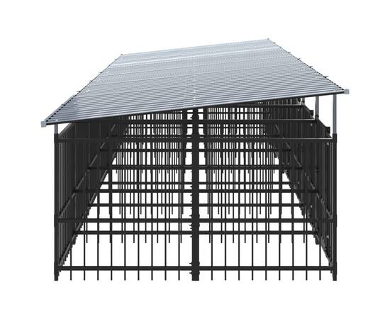 Padoc pentru câini de exterior cu acoperiș, 13,14 m², oțel, 4 image