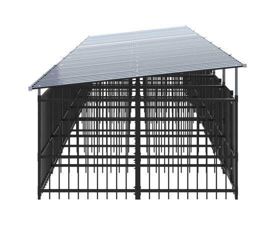 Padoc pentru câini de exterior cu acoperiș, 15,02 m², oțel, 4 image
