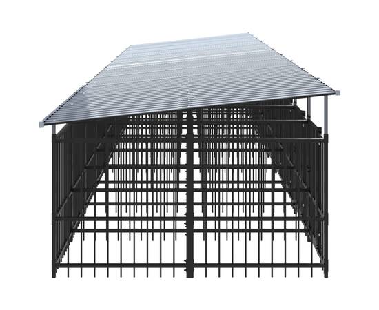 Padoc pentru câini de exterior cu acoperiș, 18,77 m², oțel, 4 image