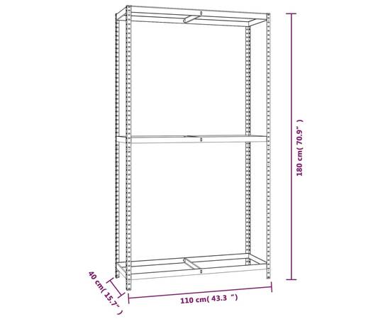 Rafturi anvelope 2 niveluri 2 buc. argintiu 110x40x180 cm oțel, 9 image