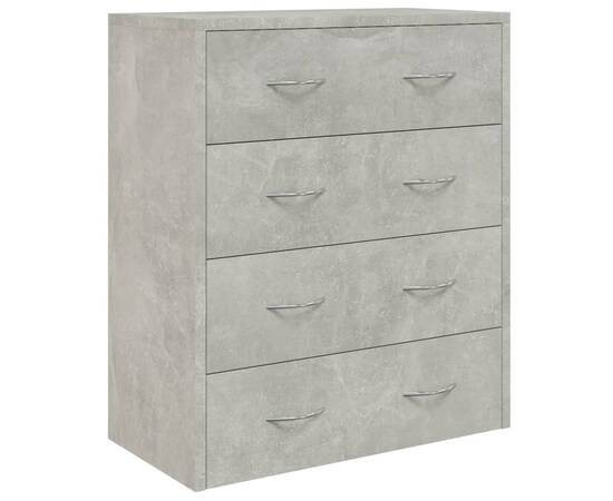 Servantă cu 4 sertare, gri beton, 60x30,5x71 cm, 3 image