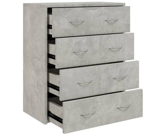 Servantă cu 4 sertare, gri beton, 60x30,5x71 cm, 2 image