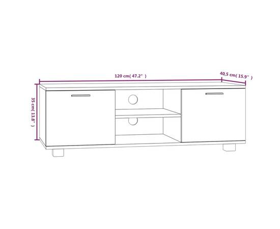 Comodă tv, stejar fumuriu, 120x40,5x35 cm, lemn prelucrat, 8 image