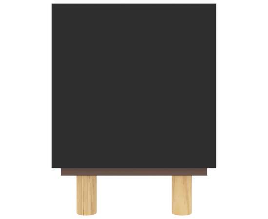 Comodă tv, negru, 105x30x40 cm lemn masiv pin și ratan natural, 5 image