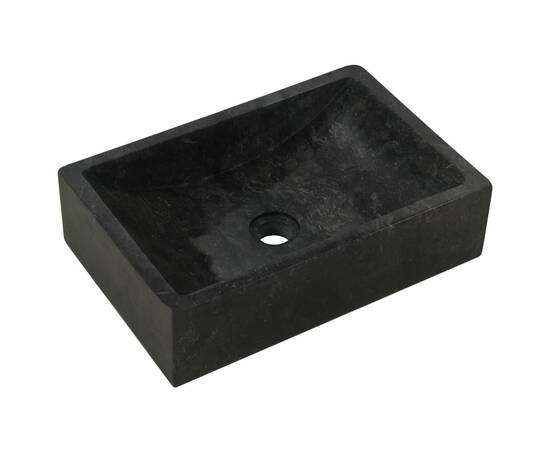 Dulap de baie cu chiuvete din marmură, negru, lemn masiv tec, 5 image