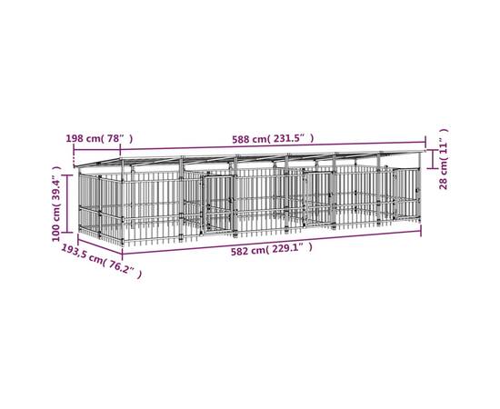 Padoc pentru câini de exterior cu acoperiș, 11,26 m², oțel, 6 image