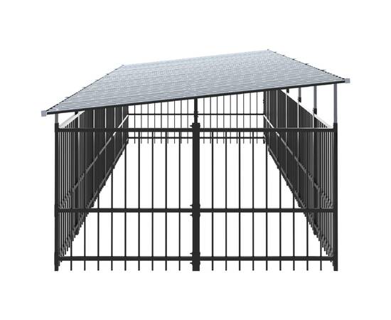 Padoc pentru câini de exterior cu acoperiș, 11,26 m², oțel, 4 image