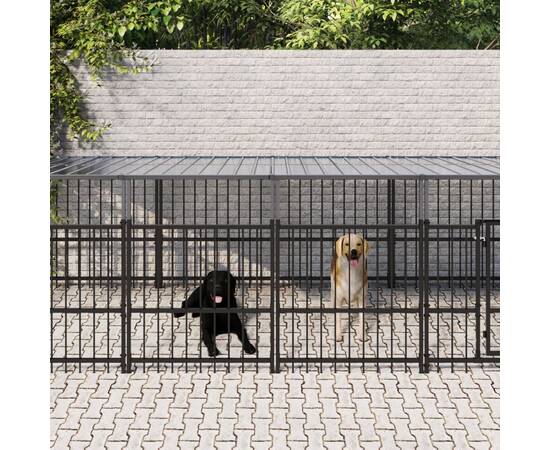 Padoc pentru câini de exterior cu acoperiș, 15,02 m², oțel