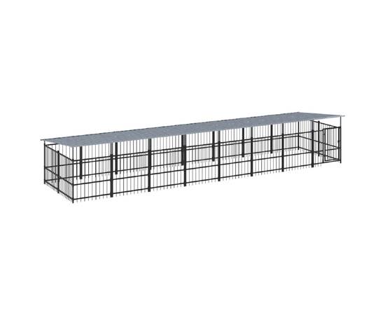 Padoc pentru câini de exterior cu acoperiș, 15,02 m², oțel, 2 image