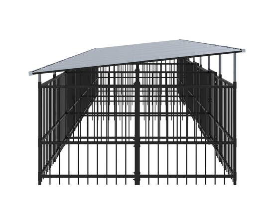 Padoc pentru câini de exterior cu acoperiș, 15,02 m², oțel, 4 image