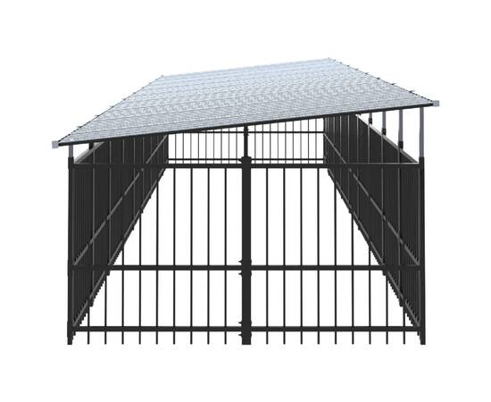 Padoc pentru câini de exterior cu acoperiș, 16,89 m², oțel, 4 image