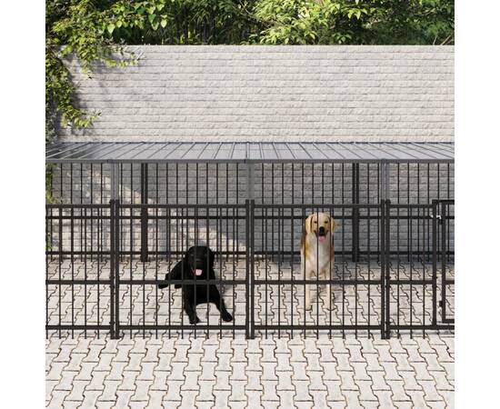 Padoc pentru câini de exterior cu acoperiș, 18,77 m², oțel