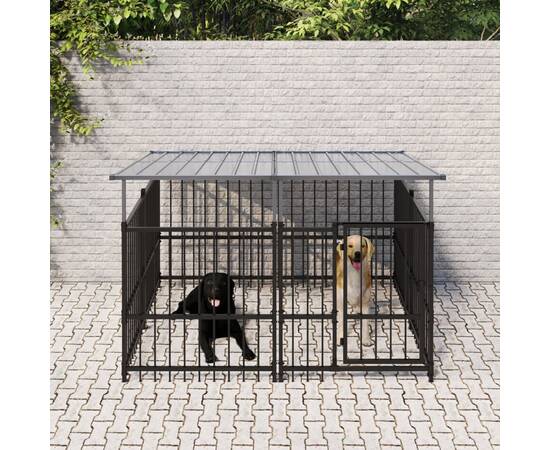 Padoc pentru câini de exterior cu acoperiș, 3,75 m², oțel