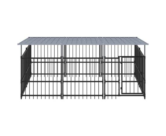 Padoc pentru câini de exterior cu acoperiș, 5,63 m², oțel, 3 image