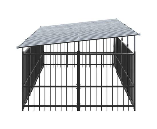Padoc pentru câini de exterior cu acoperiș, 7,51 m², oțel, 4 image