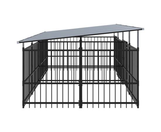 Padoc pentru câini de exterior cu acoperiș, 7,51 m², oțel, 4 image