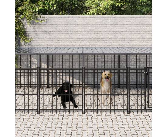 Padoc pentru câini de exterior cu acoperiș, 9,38 m², oțel