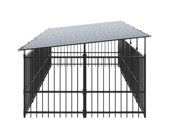 Padoc pentru câini de exterior cu acoperiș, 9,38 m², oțel, 4 image