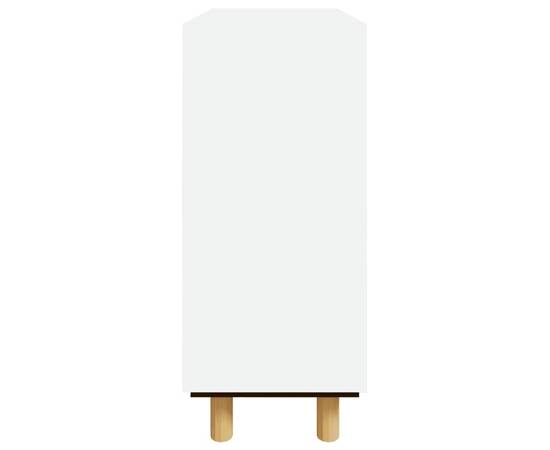 Servantă, alb, 60x30x70 cm, lemn masiv pin și ratan natural, 6 image