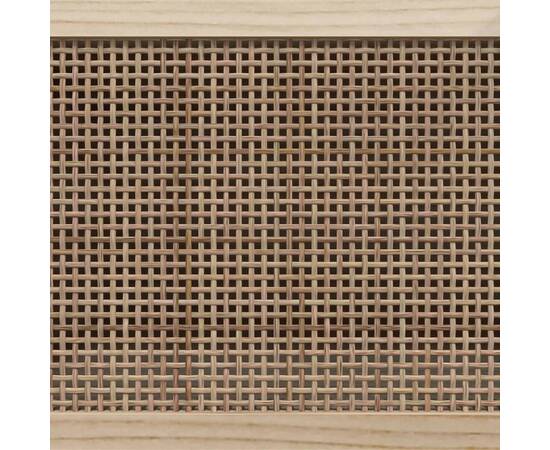 Servantă, negru, 60x30x70 cm, lemn masiv pin și ratan natural, 7 image
