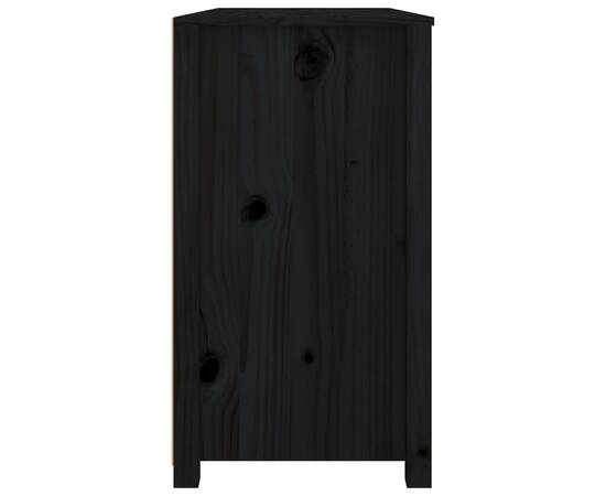 Dulap lateral, negru, 100x40x72 cm, lemn masiv de pin, 5 image