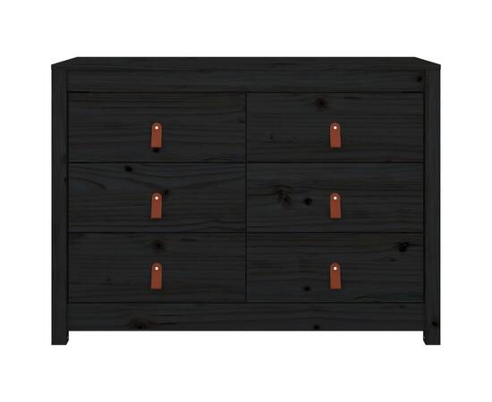 Dulap lateral, negru, 100x40x72 cm, lemn masiv de pin, 3 image