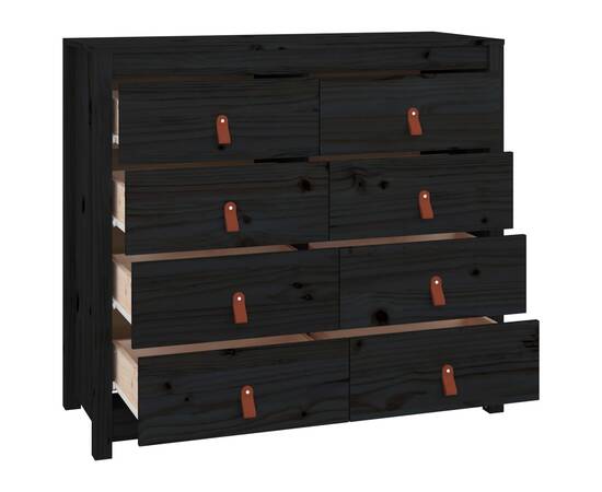 Dulap lateral, negru, 100x40x90 cm, lemn masiv de pin, 4 image