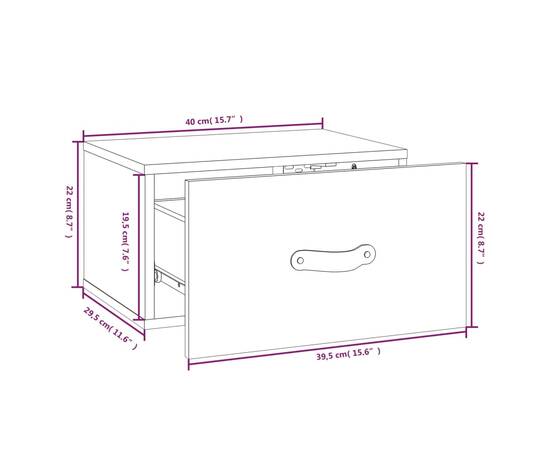 Noptieră de perete, 40x29,5x22 cm, 9 image