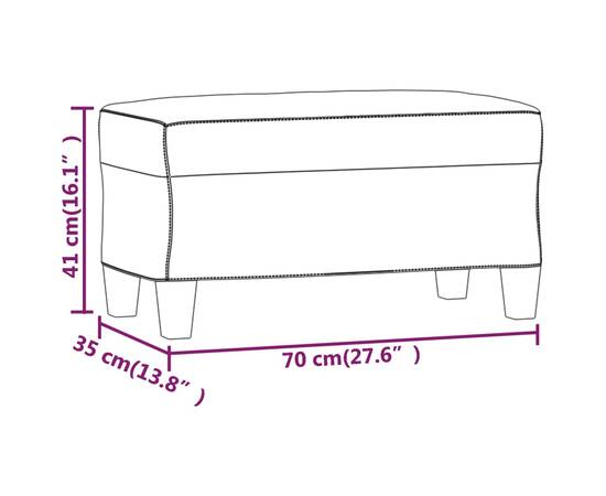 Bancă, gri taupe, 70x35x41 cm, microfibră, 7 image