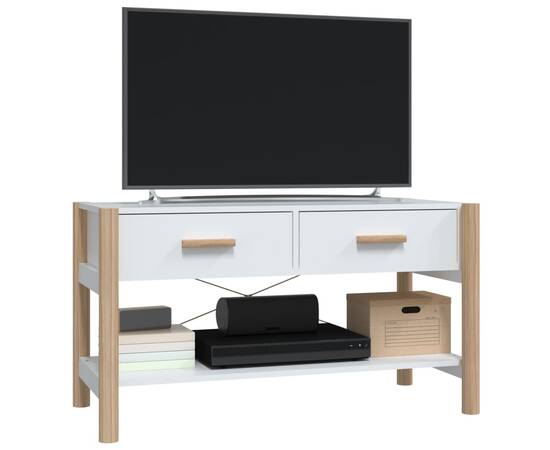 Comodă tv, alb, 82x38x45 cm, lemn prelucrat, 4 image