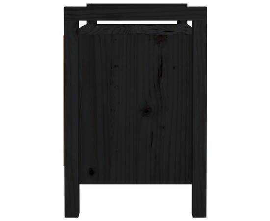 Bancă de hol, negru, 80x40x60 cm, lemn masiv pin, 5 image