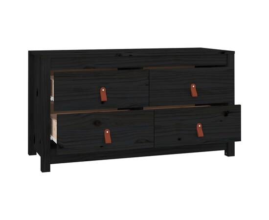 Dulap lateral, negru, 100x40x54 cm, lemn masiv de pin, 4 image