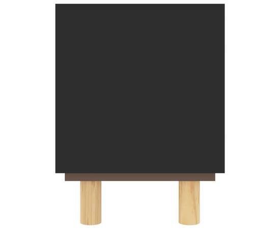 Comodă tv, negru, 80x30x40 cm, lemn masiv pin și ratan natural, 5 image