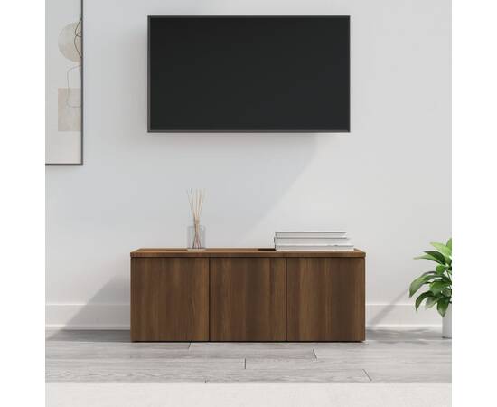 Comodă tv, stejar maro, 80x34x30 cm, lemn prelucrat