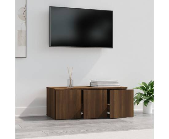 Comodă tv, stejar maro, 80x34x30 cm, lemn prelucrat, 4 image