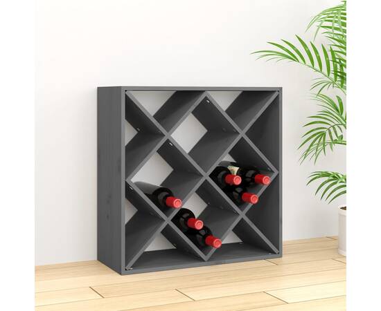 Dulap de vinuri, gri, 62x25x62 cm, lemn masiv de pin