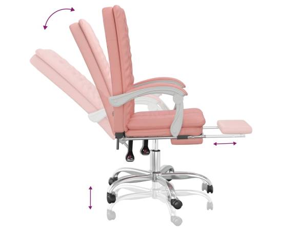 Fotoliu de birou rabatabil, roz, piele ecologică, 8 image