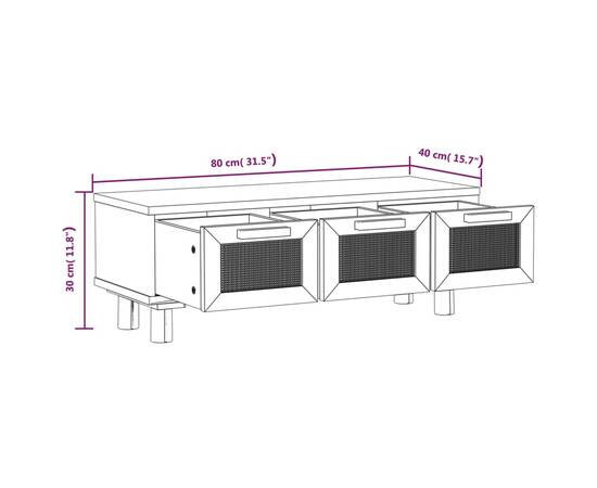 Măsuță de cafea alb 80x40x30 cm lemn prelucrat&lemn masiv pin, 7 image