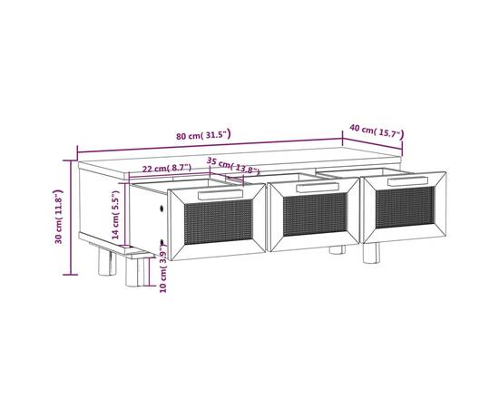 Măsuță de cafea alb 80x40x30 cm lemn prelucrat&lemn masiv pin, 8 image