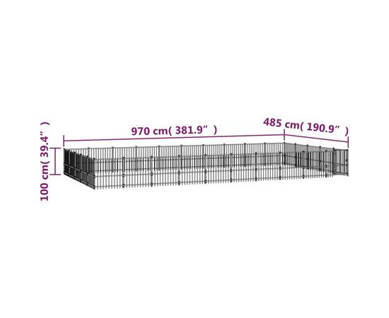 Padoc pentru câini de exterior, 47,05 m², oțel, 6 image