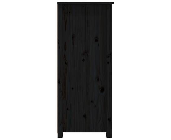 Servantă, negru, 83x41,5x100 cm, lemn masiv de pin, 7 image