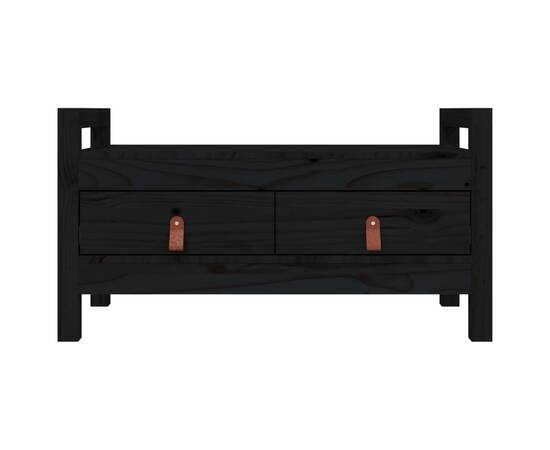 Bancă de hol, negru, 80x40x43 cm, lemn masiv pin, 3 image