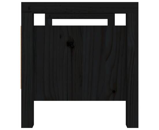 Bancă de hol, negru, 80x40x43 cm, lemn masiv pin, 5 image