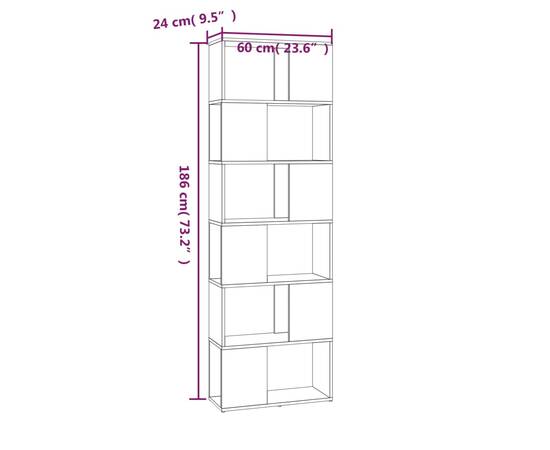 Bibliotecă/separator de cameră, stejar maro, 60x24x186 cm, 8 image