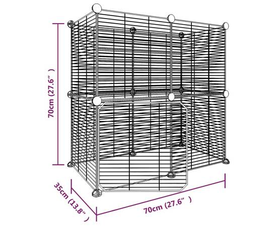Cușcă animale de companie cu ușă 12 panouri negru 35x35 cm oțel, 4 image