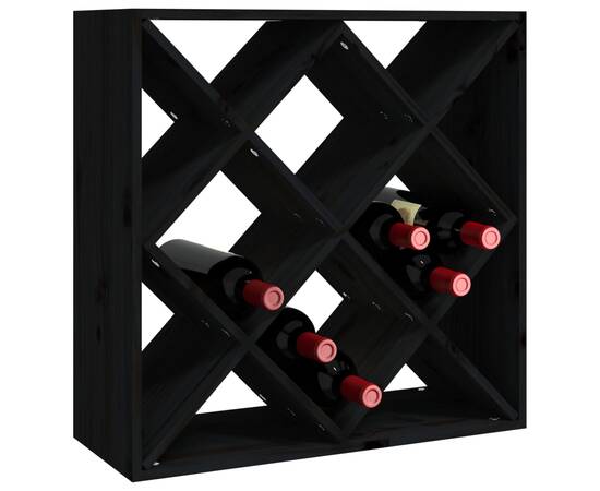 Dulap de vinuri, negru, 62x25x62 cm, lemn masiv de pin, 4 image