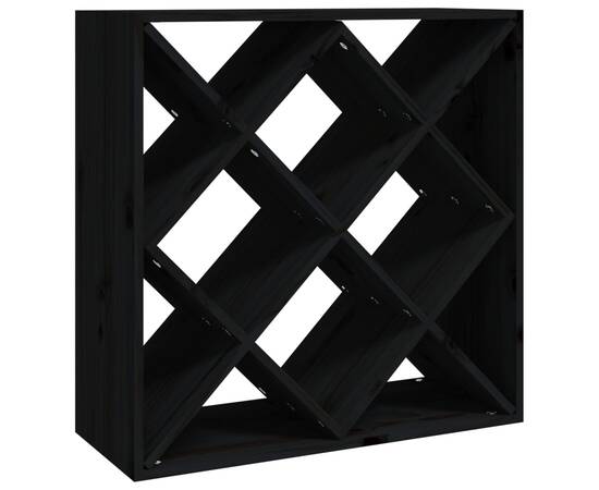 Dulap de vinuri, negru, 62x25x62 cm, lemn masiv de pin, 2 image